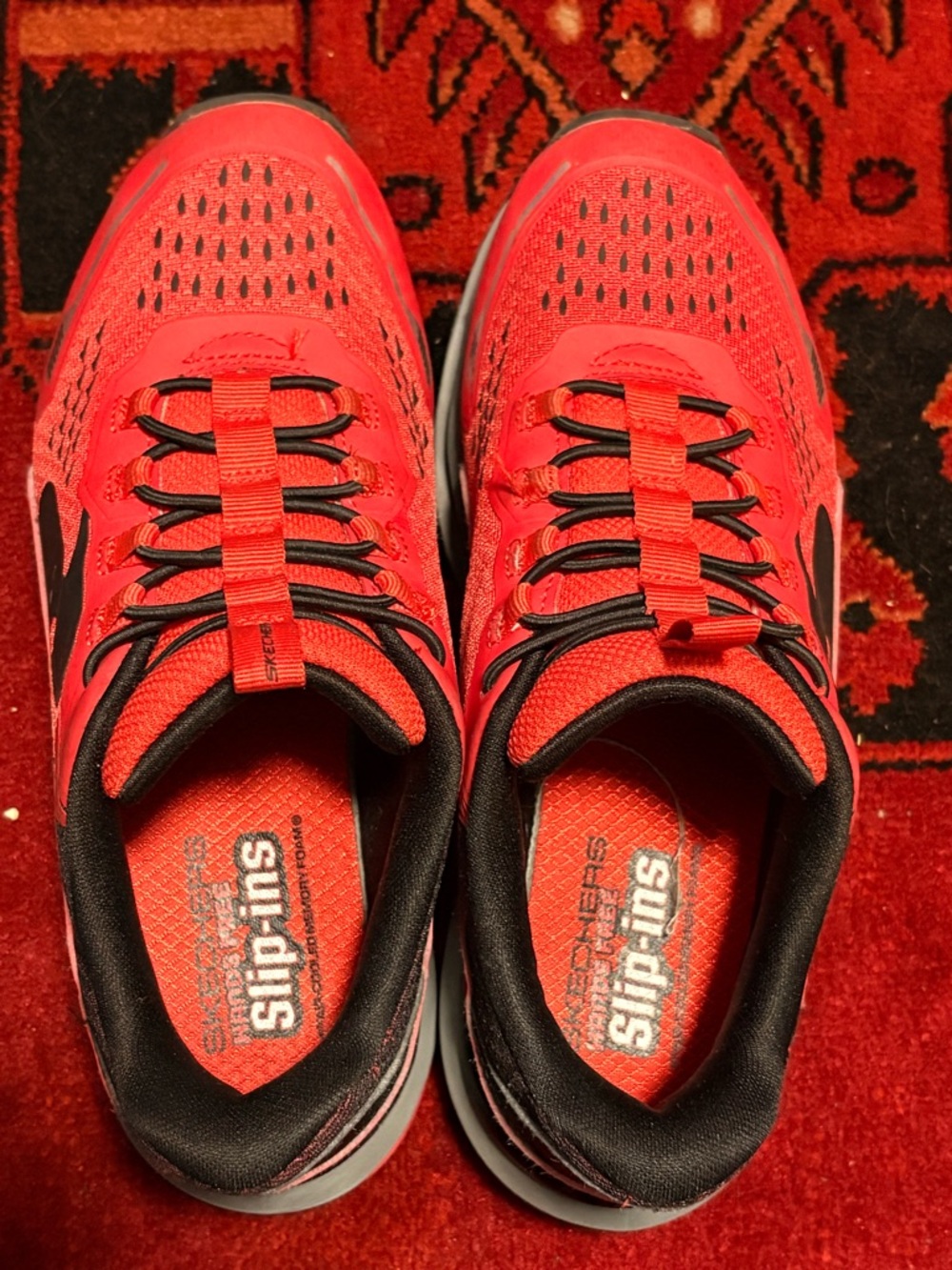 Skechers Red and Black Slip-On Athletic Shoe